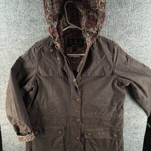 Barbour Blaise Liberty Size 10 US Waxed Jacket Women Full Zip Hooded Insulated
